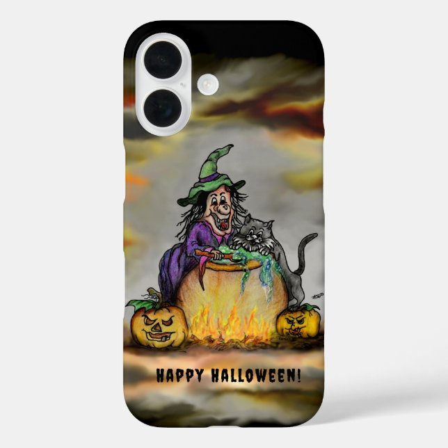 Witch and black Cat, Happy Halloween! Case-Mate iPhone Case (Back)
