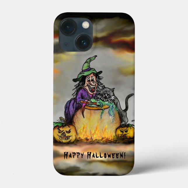 Witch and black Cat, Happy Halloween! Case-Mate iPhone Case (Back)
