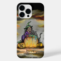 Witch and black Cat, Happy Halloween!