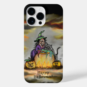 Witch and black Cat, Happy Halloween! iPhone 14 Pro Max Case