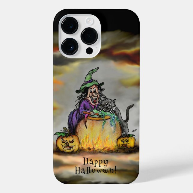 Witch and black Cat, Happy Halloween! iPhone Case (Back)