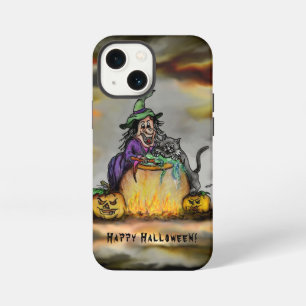 Witch and black Cat, Happy Halloween! iPhone 13 Mini Case