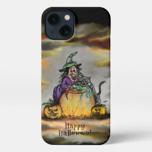 Witch and black Cat, Happy Halloween! iPhone 13 Case