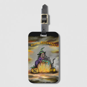 Witch and black Cat, Happy Halloween! Luggage Tag