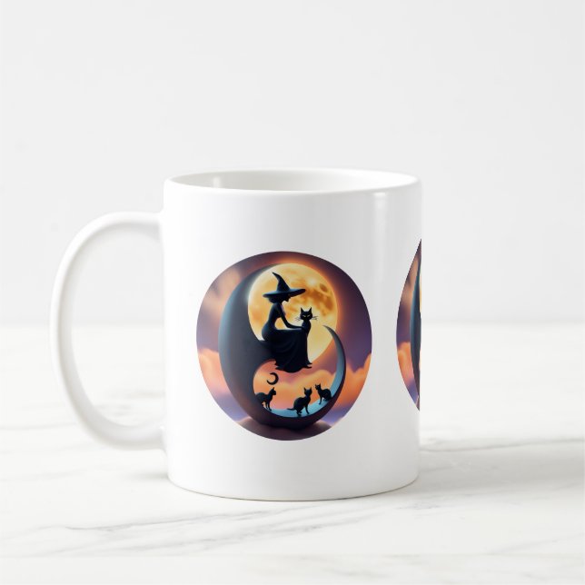Witch and Black Cats Coffee Mug (Left)