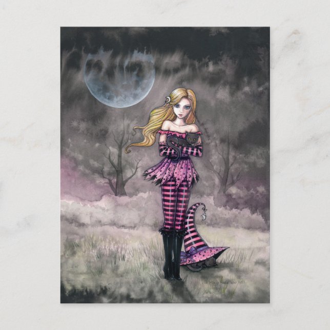 Witch and Black Cats Postcard (Front)