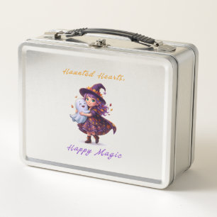 Witch and Boo Besties Cute Halloween Magic Metal Lunch Box