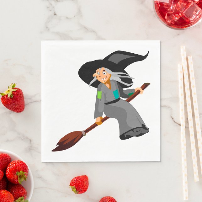 Witch And Broomstick Napkin (Creator Uploaded)