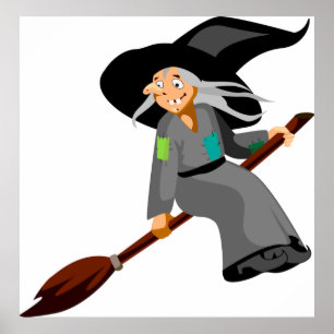 Witch And Broomstick Poster
