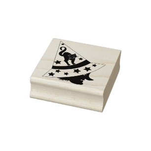 witch and cat art stamp