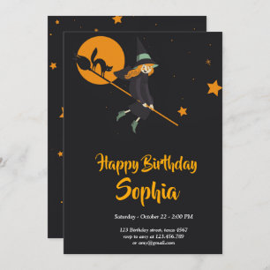 witch and cat  birthday card