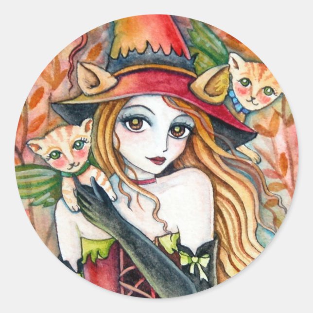 Witch and cat * Blondes*  Sticker (Front)