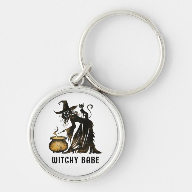 Witch and Cat Key Ring (Front)