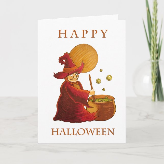 Witch and Cauldron greeting card (Front)