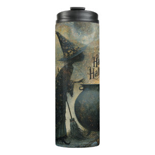 Witch and Cauldron Happy Halloween Thermal Tumbler