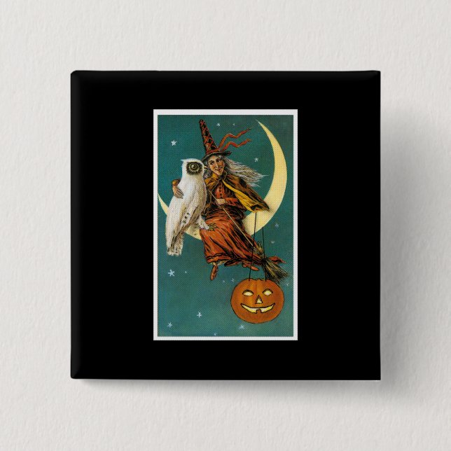 Witch and Her Owl 15 Cm Square Badge (Front)