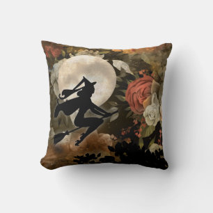 Witch and Moon Floral Cushion