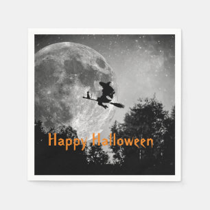 Witch and Moon Halloween Customisable Paper Napkin