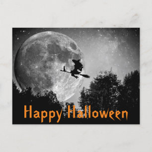 Witch and Moon Halloween Customisable Postcard
