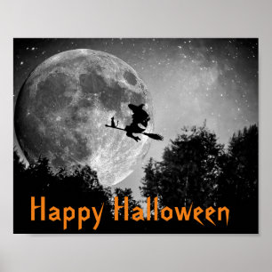 Witch and Moon Halloween Customisable   Poster