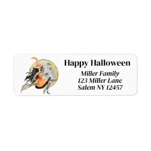 Witch and Moon Return Address Label