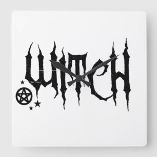 Witch And Pentacle Clock