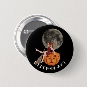 Witch and pumpkin. Witchcraft for Halloween 6 Cm Round Badge