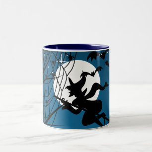 Witch And Spider On Web Halloween Custom  mug