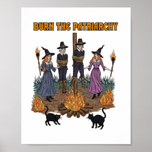 Witch Art Burn The Patriarchy Sticker  Poster