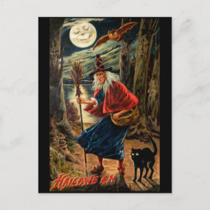 Witch at Halloween Night Postcard