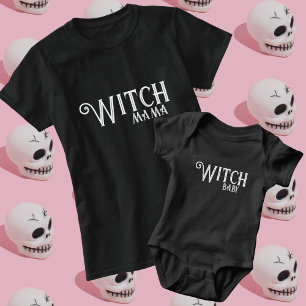 Witch baby Black Halloween Mama and Me Matching Bodysuit