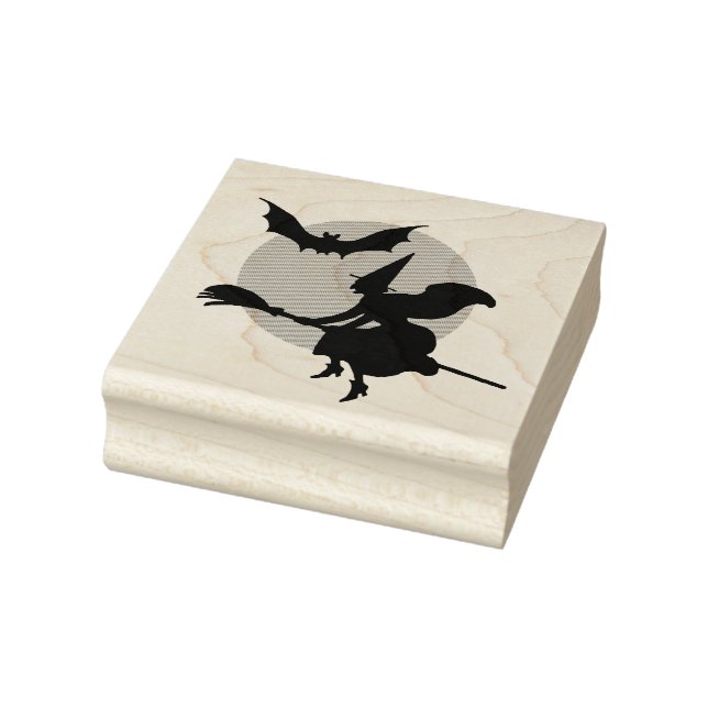 Witch Bat and Moon Rubber Stamp (Stamp)