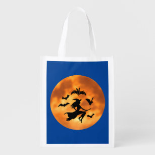 Witch Bats Moon   Reusable Grocery Bag