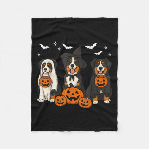 Witch Bernese Mountain Halloween Berner Ghost Dog Fleece Blanket