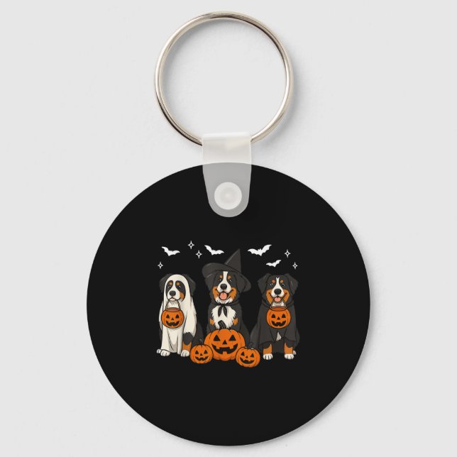 Witch Bernese Mountain Halloween Berner Ghost Dog  Key Ring (Front)