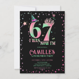  Witch Birthday I Was 6 Now I'm 7 Invitation