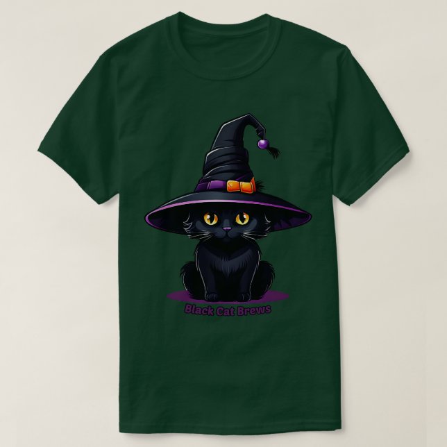 Witch Black Black Cat Brews T-Shirt (Design Front)