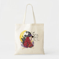 Witch, Black Cat and Crescent Moon