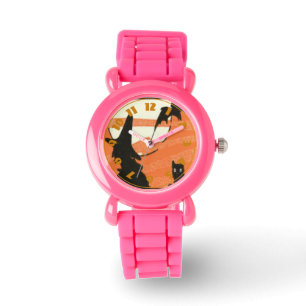 Witch Black Cat Bat Full Moon Watch