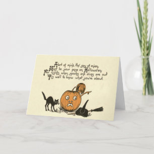Witch Black Cat Jack O Lantern Poem Card
