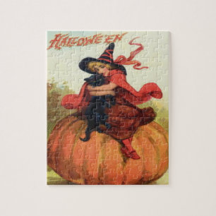 Witch & Black Cat Jigsaw Puzzle