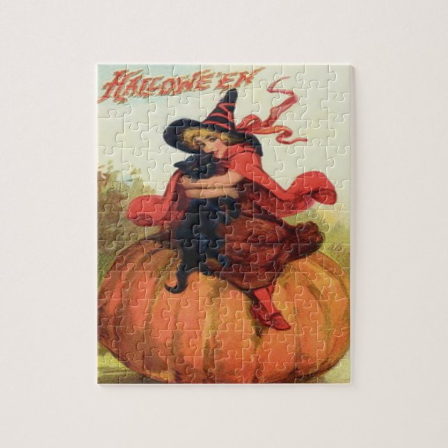 Witch & Black Cat Jigsaw Puzzle (Vertical)