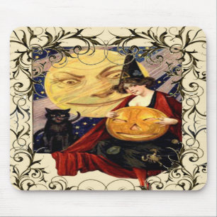 Witch & Black Cat Mousepad