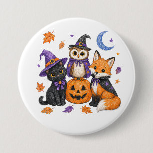 Witch Black Cat Owl Fox Pumpkin Art 7.5 Cm Round Badge