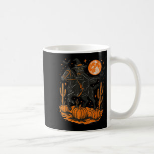 Witch Black Cat Riding Horse Halloween Pumpkin Moo Coffee Mug