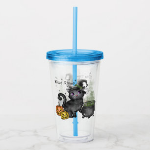 Witch Black Cat   Witch Vibes Acrylic Tumbler