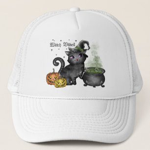 Witch Black Cat   Witch Vibes Trucker Hat
