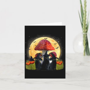 Witch Black Cats And Mushroom Funny Cat Halloween Card