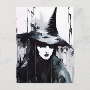 Witch Black Ink Painting Postcard