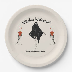 Witch Bloody Cocktail Hart Skeleton Hand Halloween Paper Plate